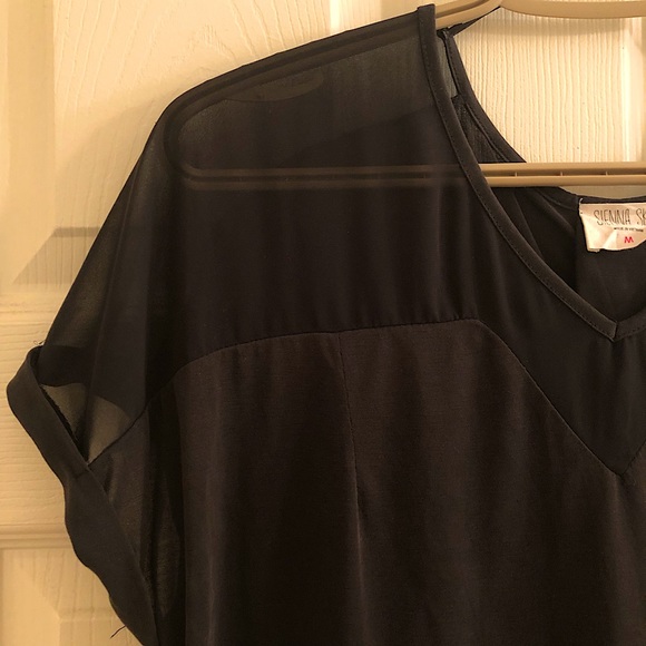 NWOT Sienna Sky Modal Blend Tee with Mesh Top Detail - Picture 2 of 9